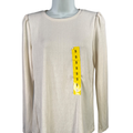 Well Worn Women's White Pointelle Crewneck Long Sleeve Shirt - S