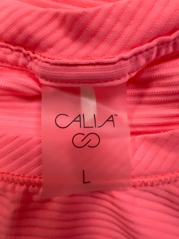 Calia Women's Bright Pink Horizontal Ribbed Sleeveless Athletic Tank Top - L image 3