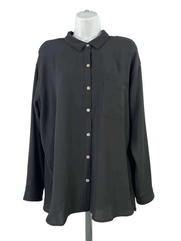J.Jill Women's Black Long Sleeve Button Up Blouse - L