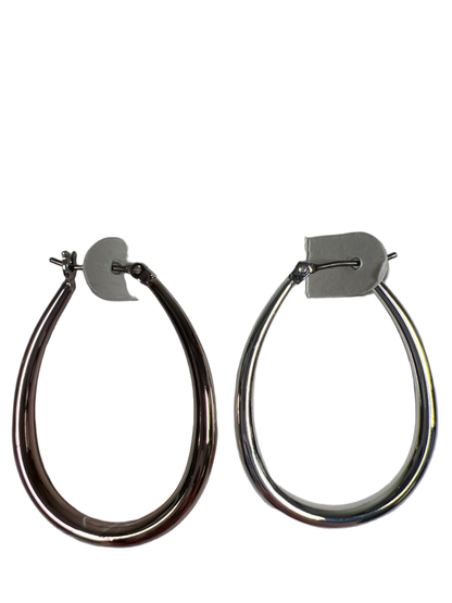 Lauren Ralph Lauren Women's Silver Tone Oval Hoop Earrings image 6