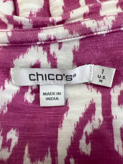 Chico's Women's Purple Short Puff Sleeve T-Shirt - 1/US M image 3