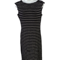 Calvin Klein Women's Black Striped Sleeveless Sheath Shirt Dress - 2