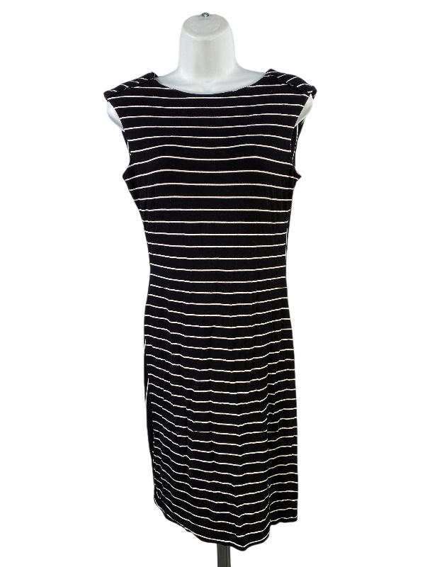 Calvin Klein Women's Black Striped Sleeveless Sheath Shirt Dress - 2