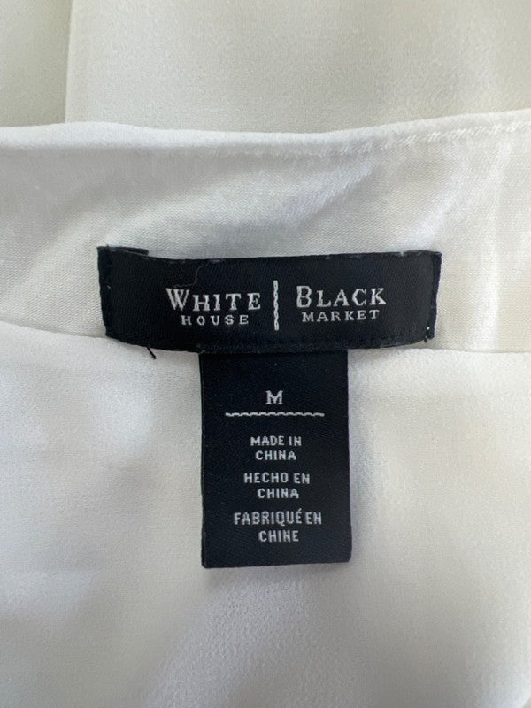 White House Black Market Women's White Layered Sleeveless Blouse - M image 3
