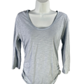 White House Black Market Women's Blue Scoop Neck Ruched 3/4 Sleeve Shirt - S
