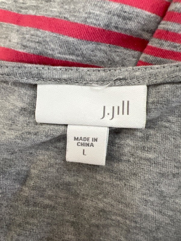 J. Jill Women's Gray/Pink Striped Long Sleeve Boat Neck T-Shirt - L image 3