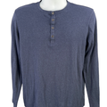 Marc Anthony Men's Blue Long Sleeve Henley Shirt - M