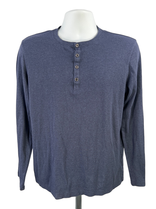 Marc Anthony Men's Blue Long Sleeve Henley Shirt - M