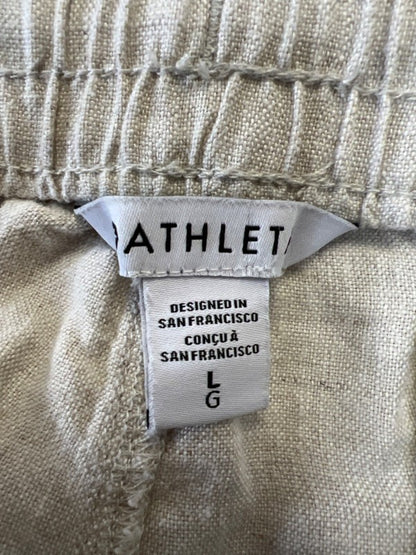 Athleta Women's Beige High Rise Linen Retreat Wide Leg Pants - L image 3