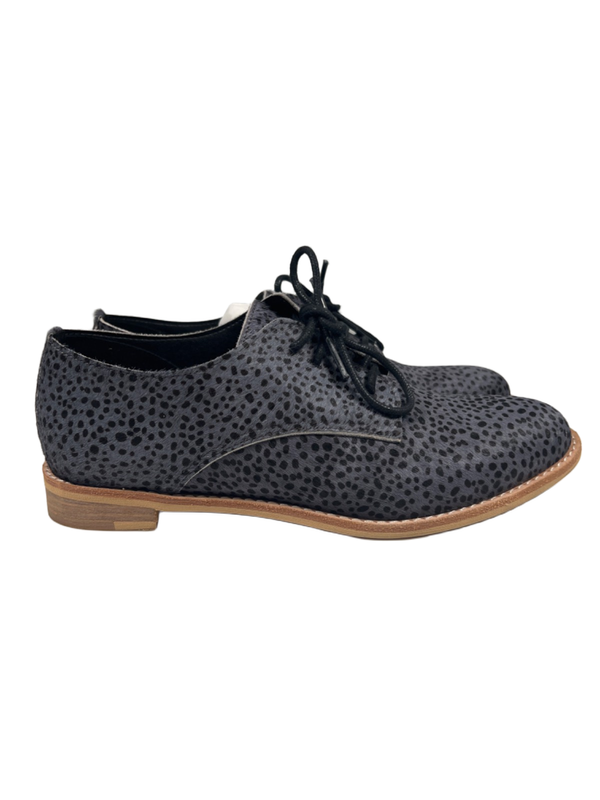 All Black Women's Gray Spotted Sleek Fur Ox Lace Up Oxford Shoes - 37.5/US 7 image 2