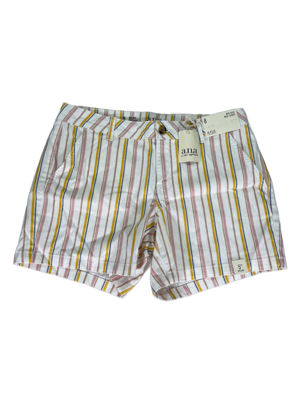 Ana Women's Multicolor Striped Mid Rise Midi Shorts - 8