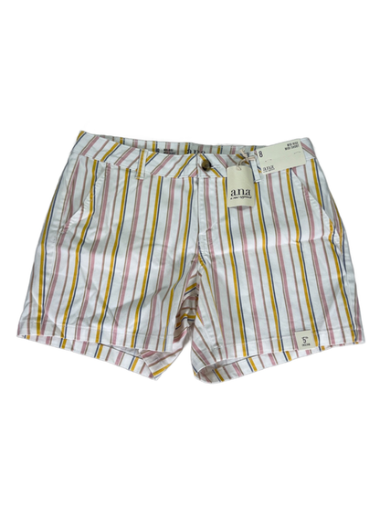 Ana Women's Multicolor Striped Mid Rise Midi Shorts - 8