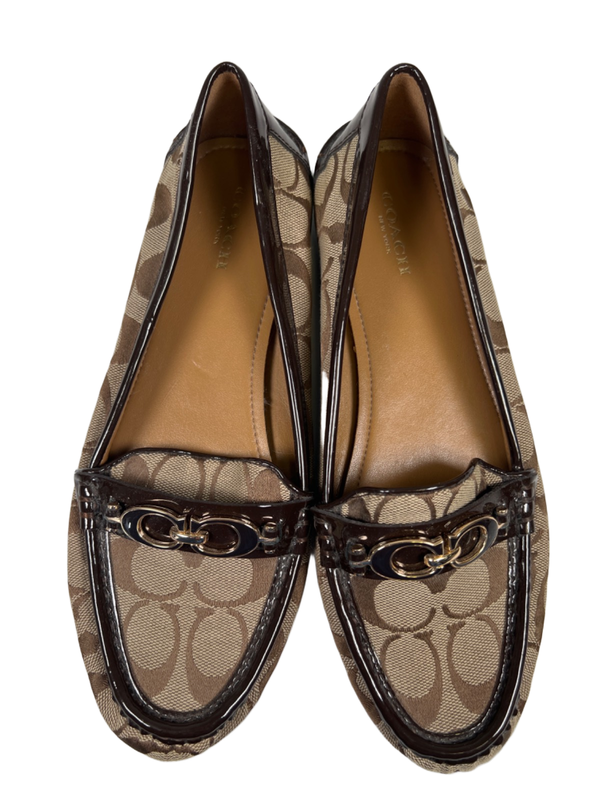 Coach Women's Brown Fortunata Patent Leather Logo Slip On Loafers - 38.5/US 8.5 image 3