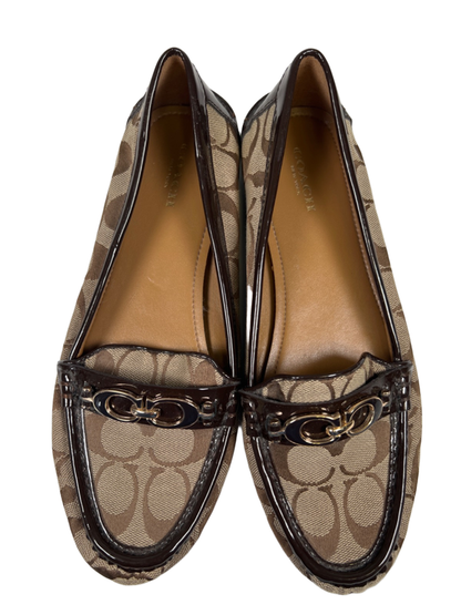 Coach Women's Brown Fortunata Patent Leather Logo Slip On Loafers - 38.5/US 8.5 image 3