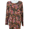 J. Jill Women's Brown Floral Long Sleeve Layered Tunic Top - L