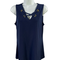 Michael Kors Women's Blue Criss Cross Front Sleeveless Tank Top - S