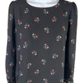 NEW LOFT Women’s Black Floral Semi Sheer Long Sleeve Blouse - XXS