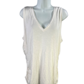 White House Black Market Women's White V Neck Ruched Sleeveless Tank Top - XL