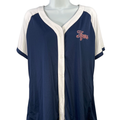 Genuine Merchandise Womens Blue Detroit Tigers Short Sleeve Button Up Shirt - L