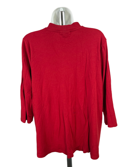 J Jill Women's Red Mock Neck 3/4 Sleeve Shirt - L image 2