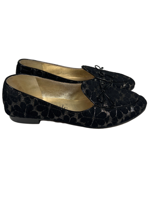 Kate Spade Women's Black/Gold Metallic Floral Slip On Devi Loafer Flats - 7.5