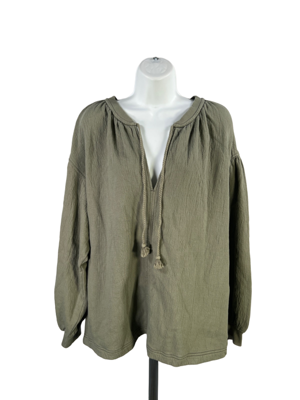 Aerie Women's Green Easy Street V Neck Oversized Pullover Sweatshirt - S