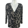 Chico's Women's Black/Gray V-Neck 3/4 Sleeve Blouse - 1/US M