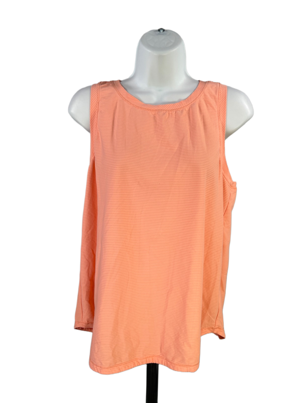 Calia Women's Orange Horizontal Ribbed Sleeveless Athletic Tank Top - L