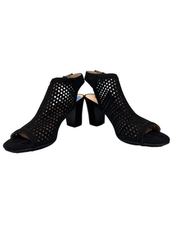 Unisa Women's Black Pryce Geometric Cut-Out Peep Toe Ankle Heel Sandals - 6.5 image 6