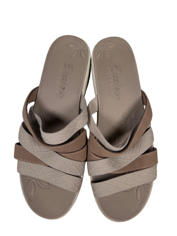 Skechers Women's Gray/Taupe Luxefoam Strappy Slide On Platform Sandals - 8 image 3