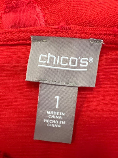 Chico's Women's Red Textured 1/2 Sleeve Lined Blouse - 1/M image 3