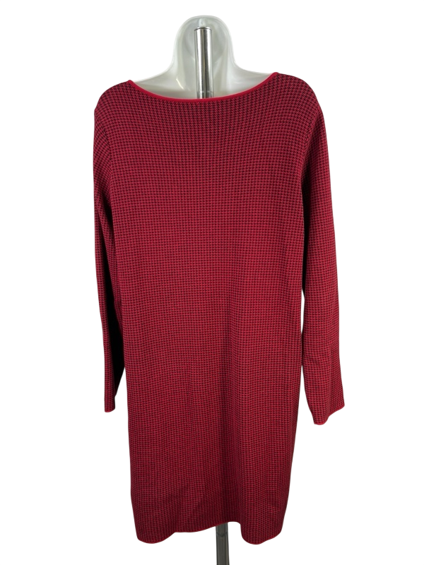 J.Jill Women's Red Houndstooth Long Sleeve Sweater Dress - M image 2