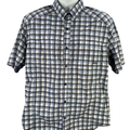 REI Men's Blue/White Plaid Vented Short Sleeve Hiking Shirt - L