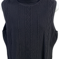 Grace Dane Lewis Women’s Black Cable Knit Sleeveless Sweater - Petite L