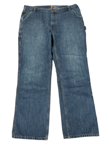 Carhartt Men's Medium Wash Relaxed Fit Cargo Denim Jeans - 40x32