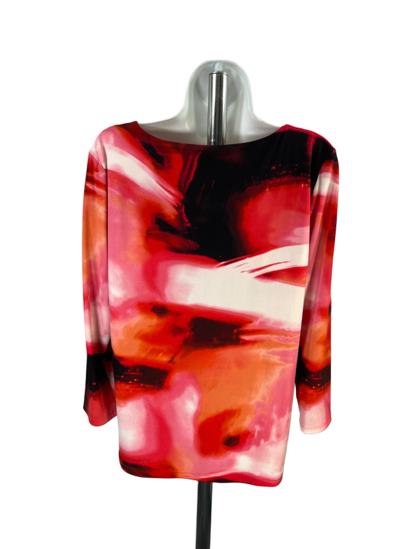 Calvin Klein Women's Red 3/4 Sleeve Keyhole Front Blouse - L image 2