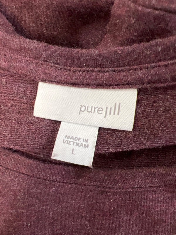 Pure J.Jill Women's Burgundy 3/4 Sleeve Pocket Front Pullover Shirt - L image 3
