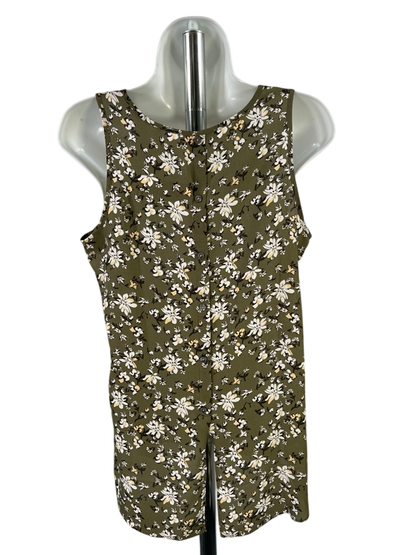 LOFT Women's Green Floral Sleeveless Button Back Tank Top - S Petite image 2