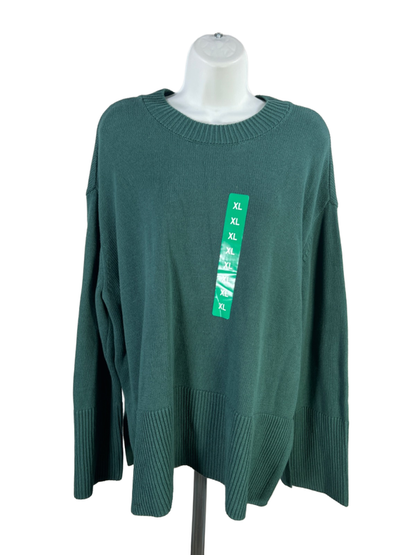 GAP Women's Green Cotton Crewneck Knit Long Sleeve Sweater - XL