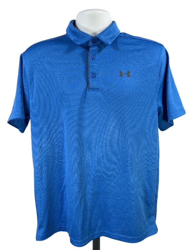 Under Armour Men's Blue HeatGear Short Sleeve Athletic Polo - L