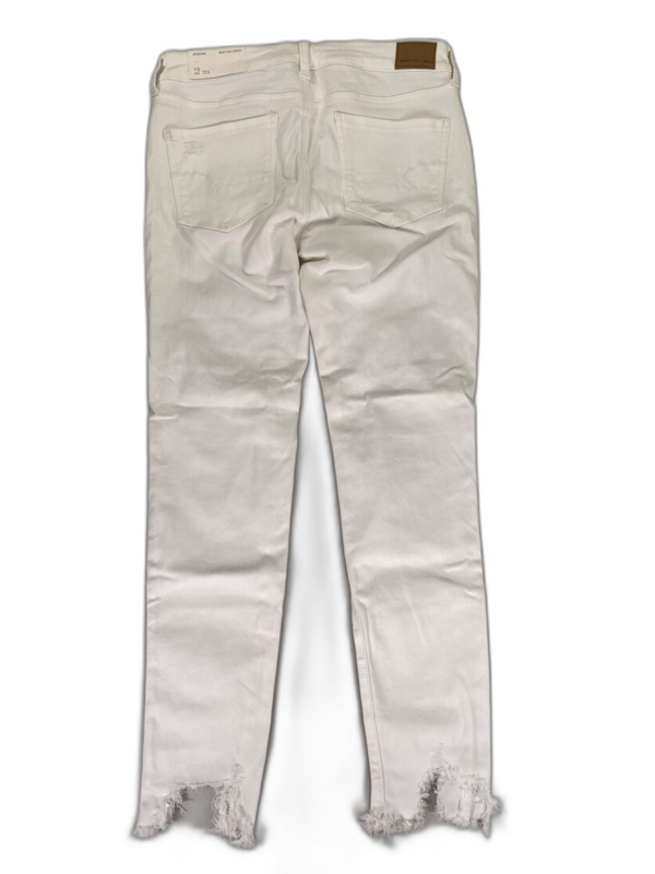American Eagle Women's White Ripped Distressed Stretch Low Rise Jeans - 10 image 2