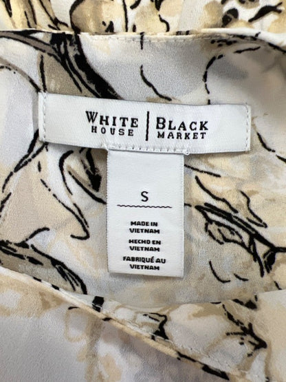 White House Black Market Women's Beige/Black Floral Sleeveless Blouse - S image 3