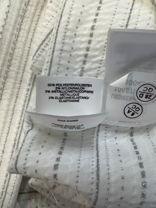 Anne Klein Women's White Metallic Short Sleeve T-Shirt - L image 4