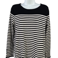 Chico's Women's White/Black Striped Long Sleeve Sweater - 1/US M