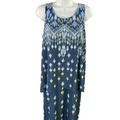 Chico's Women's Blue/Green Keyhole Layered Sleeveless Midi Dress - 0/US S