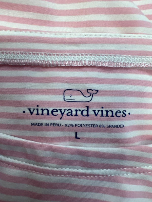 Vineyard Vines Women's Pink/White Striped 3/4 Sleeve Shirt - L image 3