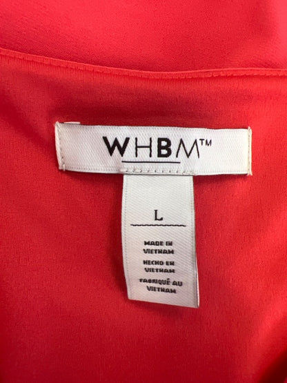 White House Black Market Women's Red/Coral Lace Up Sleeveless Blouse - L image 3