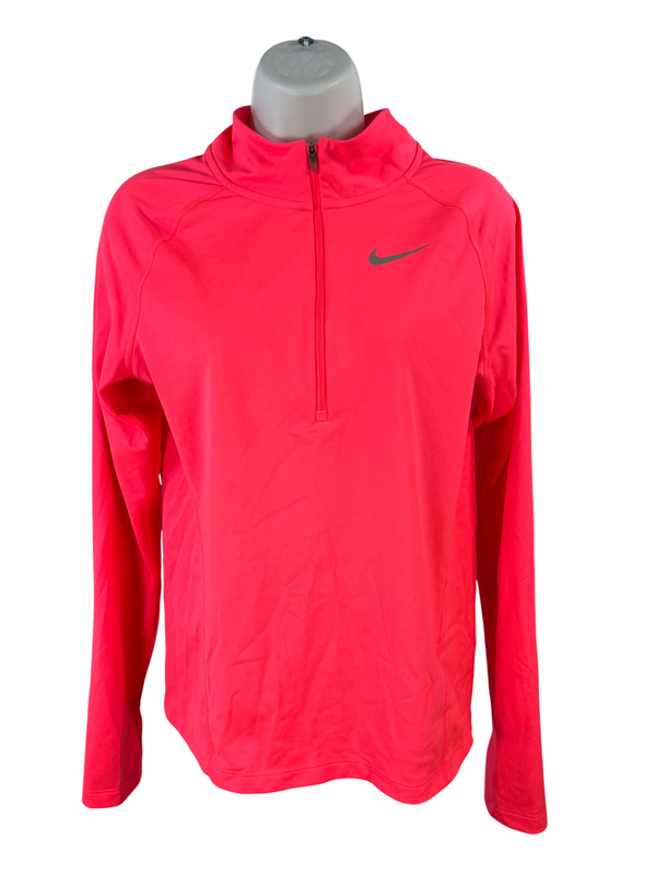 Nike Running Women's Bright Pink Tempo Running 1/2 Zip Athletic Shirt - S