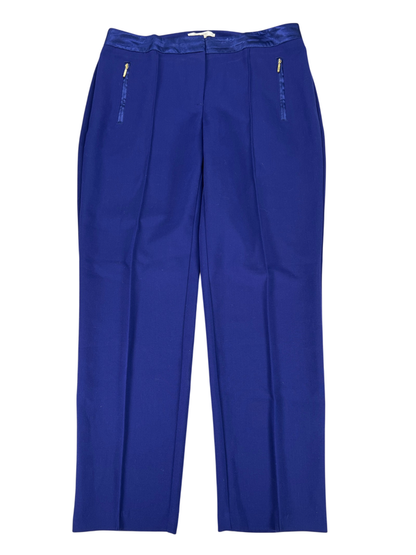 Chico's Women's Blue/Purple Satin Trim Pleated Front Pants - 1.5/US M