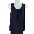 Ann Taylor Women's Blue Sleeveless Pleated Front Blouse Tank Top - S